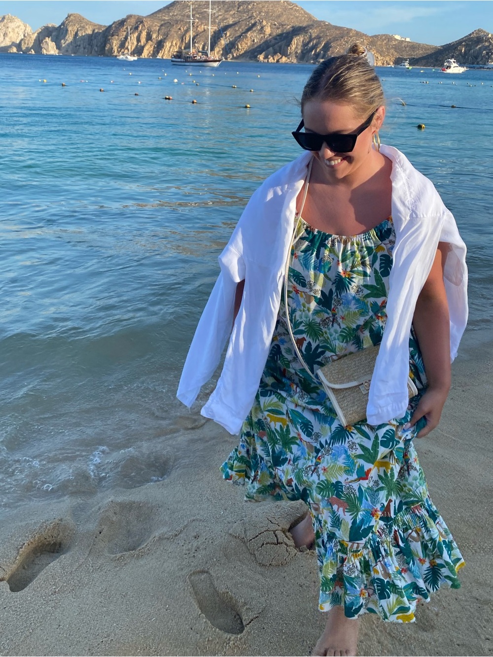 Molly Bracken Tropical Leaf Print Maxi Dress